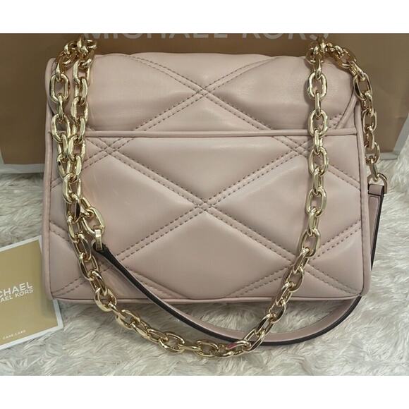 MICHAEL KORS SERENA SHOULDER-CROSSBODY BAG MEDIUM FLAP CONVERTIBLE Powder Blush - Picture 12 of 13